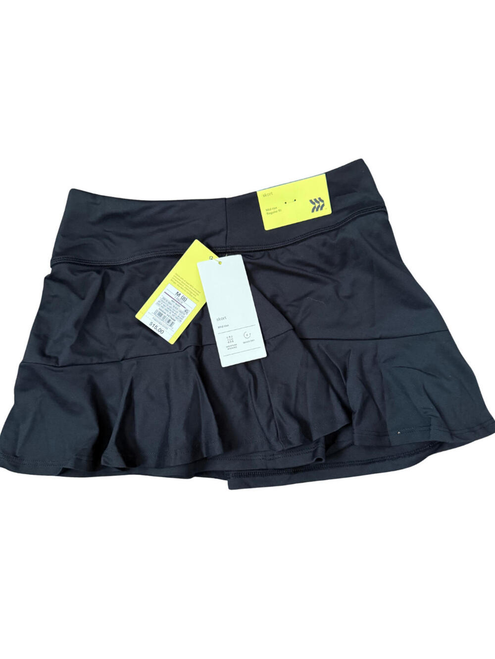 Girls Black Athletic Skort – Mid Rise – Size M (8) New